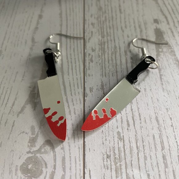 Bloody Blade Dangle Earrings | Creepy-Cute Accessory! New! - Picture 2 of 7